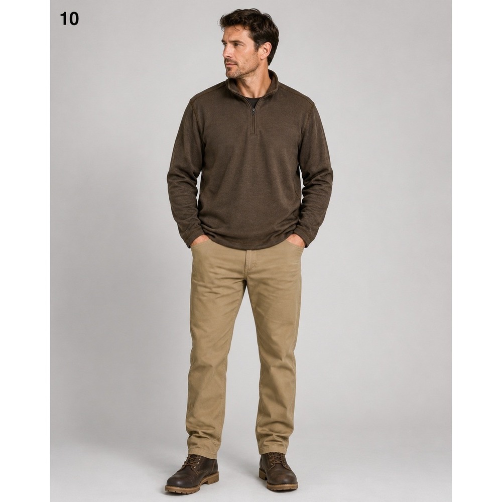 Eddie Bauer Pullover Sweater Mens Large Brown Cotton Blend 1/4 Zip Mediumweight
